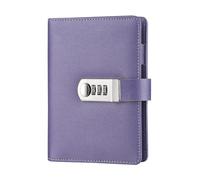TopHomer A6 Journal with Lock, Refillable Binder PU Leather Diary Password Notebook with Pen Holders and Card Slots, Code Lock Diary for Men Women, Purple