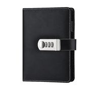TopHomer A6 Journal with Lock, Refillable Binder PU Leather Diary Password Notebook with Pen Holders and Card Slots, Code Lock Diary for Men Women, Black