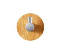 TopHomer Adhesive Bamboo Wood Metal Hook, Self-Adhesive Wooden Clothes Coat Towel Hanger Hook Use in Bathroom, Bedroom, Kitchen (2 PCS Single Hook)