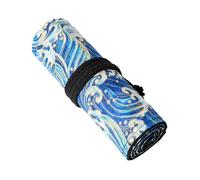 TopHomer Artist Pencilsholder Roll Canvas Pen Wrap Case, 72 Holes Colored Pencil Holder Storage Pouch for School Office (Blue Sea)