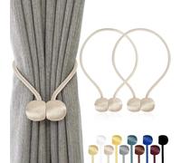 TopHomer Beige Magnetic Curtain Tiebacks, 2 Pieces, Polyester, 49 cm, European Style