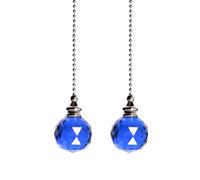 TopHomer Blue, 2 Pcs Crystal Ball Light Pull Cord, Clear Pull Chain Extension for Ceiling Fans, 30mm Long Pull Chain Connector, for Bathroom and Toilet Light