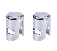 TopHomer Champagne Wine Stopper, 2 Pcs Stainless Steel Vacuum Sealed Wine Bottle Stoppers, Leak-Proof Bottle Plug Sealer for Champagne Sparkling Wine Beer (Silver)