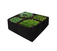 TopHomer Fabric Raised Garden Bed, 4 Divided Grids Raised Vegetable Planter Bed, Square Garden Growing Bags, Aeration Fabric Potato Tomato Planter Pots, for Vegetables Flowers, Black, 61x61x31cm
