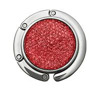 TopHomer Foldable Purse Hook, 1Pcs Red Folding Handbag Round Flash Drilling Table Hanger Bag Hanger Collection Desk Hooks for Purse