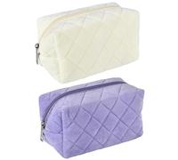 TopHomer Girls Pencil Case - Big Capacity Portable Office Stationery for Middle School, High School, College Students - Beige & Purple