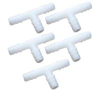 TopHomer Hose Barb T Pipe Connector, Equal Pipe Adapter, Plastic Corrugated Irrigation Connectors for Garden, Aquarium, FIsh Tank Air Pipe, Pack of 5, 6mm