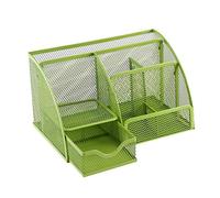 TopHomer Mesh Pen Pot Desk Tidy Organiser for Office Desk Stationery Supplies Organizer, 6 Components with Drawer Stationery Storage(Green)