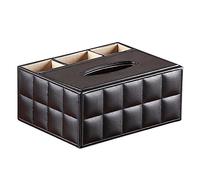 TopHomer Multifunction Leather Pen Pencil Remote Control Holder and Tissue Box Cover, Home Napkin Holder Desktop Tissue Paper Holder Desk Storage Organizer Black