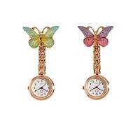 TopHomer Nurse Fob Watch Doctor Pocket Watch Portable Hanging Watch Clip-on Brooch Fob Butterfly-Shaped Watch Women Men Outdoor Watches Gift(Fuchsia+Turquoise)