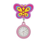 TopHomer Nurse Fob Watch, Nurse Doctor Pocket Watch Clip on Hanging Quartz Luminous Watch Portable Telescopic Digital Watch with Silicone Cover, Butterfly
