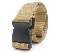 TopHomer Nylon Belt for Men and Women, Tactical Canvas Belt with Plastic Buckle, Adjustable Waist Belt for Outdoor Training and Sports, Airport Security-Friendly, 110cm, Khaki