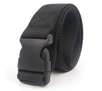TopHomer Nylon Belt for Men and Women, Tactical Canvas Belt with Plastic Buckle, Adjustable Waist Belt for Outdoor Training and Sports, Airport Security-Friendly, 110cm, Black