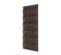TopHomer Over the Door Shoe Storage Organiser Hanging Shoe Rack Holder 24 Non-woven Fabric Mesh Pockets for Wardrobe Door Tidy with 4 Hangers, 1Pcs Brown