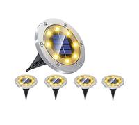 TopHomer Solar Lights Outdoor, Garden Deck Solar Disk Lights Waterproof, Solar Garden Ground Lights with 8 LED Solar Disk Lights for Pathway Yard Walkway Patio Lawn Path 5PCS