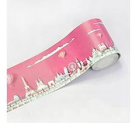 TopHomer Wallpaper Border Self-Adhesive Wall Decor Sticker, Wall Paper Border Self Stick Wall Covering PVC Floor Borders DIY Home Decor for Kids Bedroom, Classroom or Playroom-Pink