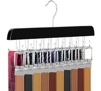TOPIA HANGER 20 Hooks Belt Tie Hanger Space Saving for Closet, 2 IN 1 Belt Ties Racks Max 30 Belts with 30 Ties Capacity, Curved with Flat Hooks for Belts,Ties,Bras,Closet Organizers and Storage CT69B