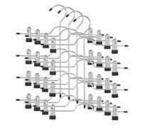 TOPIA HANGER 4 Tier Metal Skirt Hangers for Women, Pants Hanger Space Saving with Adjustable Clips, Gain 70% More Space, Non Slip Grip for Slacks, Trousers, Shorts, Jeans, Towels, Black, 4-Pack, CT61B