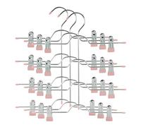 TOPIA HANGER 4 Tier Skirt Hanger Metal Space Saving Trouser Hanger with Adjustable Clips 3-Pack Pink CT24P