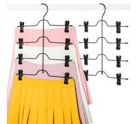 TOPIA HANGER 4 Tier Skirt Hangers for Women, Pants Hanger Space Saving with Adjustable Clips, Save 80% More Space, Clip Hanger for Slacks, Trousers, Shorts, Jeans, Towels, 2-Pack, CT73B