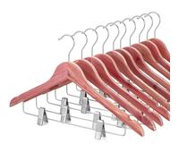 TOPIA HANGER American Red Cedar Wooden Hangers with Adjustable Metal Clips and 360° Swivel Hook, Premium Wood Clothes Hangers 10 Pack for Suit, Pant, Skirt, Jeans, Coat, Jacket-CT28C