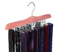 TOPIA HANGER American Red Cedar Wooden Tie Racks for Closet, 24 Tie Hangers Organizer, High-Grade Space Saving Necktie Holder for Storage and Display Bra, Tank Top, Camisole (1-Pack) CT14T