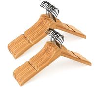 TOPIA HANGER Bamboo Wooden Hangers, Clothes Hangers with Rotatable Black Hook and Smooth Cut Nothces, Set of 20 Durable and Slim Wood Hangers for Coats, Suits, Jackets, Sweaters, Dresses - CTS08