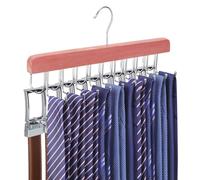 TOPIA HANGER Cedar 2 in 1 Belt Tie Hanger for Closet Max 30 Belts with 30 Ties Capacity, 20 Hooks Belt Tie Racks Hanger for Closet Organizer Storage “U” Fit Belt and “一” Fit Tie - CT53C