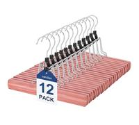 TOPIA HANGER CT67C Cedar Pants Hangers, Hair Extension Hangers, Non-Slip Wooden Clamp with Velvet Padded 360° Rotating Hook for Jeans, Skirts, Trousers, Wigs, Pack of 12