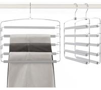 TOPIA HANGER Pants Hangers Space Saving, 3-Pack Swing Arm Pants Organizer for Closet, Non-Slip Foam Padded Organizer Hanger for Multi Slacks, Jeans, Trousers, Skirts, Scarfs (Grey)-CT27G