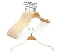 TOPIA HANGER Slim Natural Wood Hangers 10 Packs with Extra Soft Rubber Grips, High-Grade Fashion Non-Slip & Wrinkles Hanger for Camisole, Sweater, Jacket, Dress, Coat -CT15N