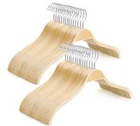 TOPIA HANGER Slim Natural Wood Hangers with Extra Soft Non-Slip Rubber Grips, 30-Pack High-Grade Fashion Hanger No Shoulder Bump for Sweaters, Hoodies, Jacket, Dress, Coat -CT15N30