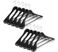TOPIA HANGER Wide Shoulder Wooden Hangers, Suit Hangers with Non Slip Pants Bar & 360° Swivel Hook, Solid Wood Heavy Duty Coat Hanger, 10 Pack (Matte Black)-CT02B-10