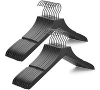 TOPIA HANGER Wooden Hangers 20 Pack, Rubber Wood Clothes Hangers with Rotatable Black Hook and Smooth Cut Nothces, Durable Hanger for Coats, Suits, Jackets, Sweaters, Dresses, Black - CTS07B