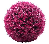 Topiary Ball 14 Inch Eucalyptus Leaf Fake Topiary Lifelike Low Maintenance Plastic Boxwood Ball for Backyard Balcony Garden, Wine Red