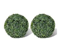 Topiary Ball Artificial PVC 27cm Mixed Green Boxwood Set of 2 Indoor/Outdoor UV