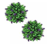 Topiary Ball Green & Purple 28cm Polyethylene Set of 2 Outdoor for Pots
