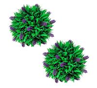 Topiary Ball Set of 2 28cm Green and Purple Polyethylene Lavender Indoor/Outdoor