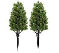 Topiary Trees 2Pcs 21in Lifelike Pine Artificial Christmas Trees with Stake for Front Porch Indoor and Outdoor Green