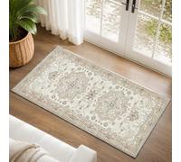 TOPICK Beige Taupe Washable Runner Rugs 60x110, Short Pile Vintage Door Mat | Soft Cashmere Texture Area Rug, Lightweight Runner for Hallway, Living Room, Bedroom, No Slip, Non-Shedding, Stain Resistant