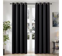 TOPICK Blackout Bedroom Thermal Curtains W 52 x L 84 Inch Drop Long, Super Soft Eyelet Darkening Curtain 2 Panels, Soundproof Black Out Curtains & Drapes for Living Room