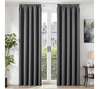 TOPICK Blackout Grey Thermal Curtains for Bedroom 84 Inch Long Drop Pair, Black Out Pencil Pleat Curtain 2 Panels for Living Room, Soundproof Curtains and Drapes for Sliding Door, W52 x L84 Inch