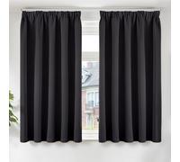 TOPICK Blackout Thermal Curtains, Pencil Pleat, W66xL54 Inch, Black, 2 PCS | Black Out Soundproof Curtains for Bedroom, Living Room Window, Dining Room, Noise Reducing, Room Darkening, Soft-feel Drapes