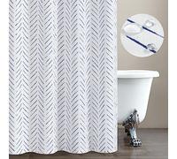 TOPICK Blue and White Shower Curtain Herringbone Shower Curtains Inky Chevron Zigzag Modern Shower Curtain for Bathroom Waterproof Hooks Included 70x72 Inches