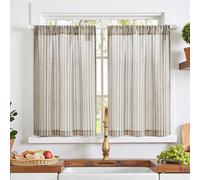 TOPICK Colourful Striped Small Cafe Curtains W26xL36 Inch Drop, Light Filtering Privacy Kitchen Curtains, Short Curtain Tiers for Bathroom, Cupboard Base, Sink, Rod Pocket Half Window Curtain 2 Panels