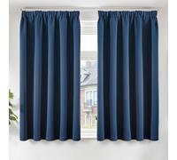 TOPICK Curtains for Bedroom 54 Inch Drop, Super Soft Blackout Thermal Curtains & Drapes for Living Room, Pencil Pleat Room Darkening Window Treatment for Kitchen, Cafe, W46 x L54 Inch, Navy Blue