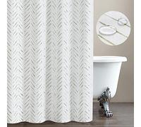 TOPICK Green and White Shower Curtain Herringbone Shower Curtains Inky Chevron Zigzag Modern Shower Curtain for Bathroom Waterproof Hooks Included 70x72 Inches