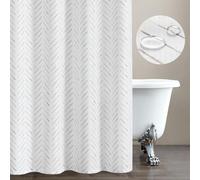 TOPICK Grey and White Shower Curtain Herringbone Shower Curtains Inky Chevron Zigzag Modern Shower Curtain for Bathroom Waterproof Hooks Included 70x72 Inches