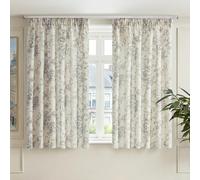 TOPICK Grey Floral Curtains for Bedroom Windows 54 Inch Drop, Linen Look Light Filtering Curtain 2 Panels for Living Room, Pencil Pleat Semi Sheer Voile Curtains for Nursery, Office, W55 x L54 Inch