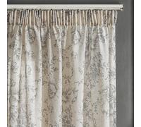 TOPICK Grey Floral Net Linen Look Curtains for Bedroom Window 72 Inch Drop, Light Filtering Voile Pencil Pleat Curtains for Living Room, Sheer Curtain 2 Panels for Patio Door, Nursery, W55 x L72 Inch